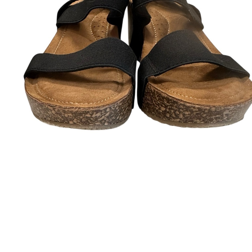 Women’s Madden Girl Black Wedge Cork Sandals Size 9.5 - Picture 5 of 8